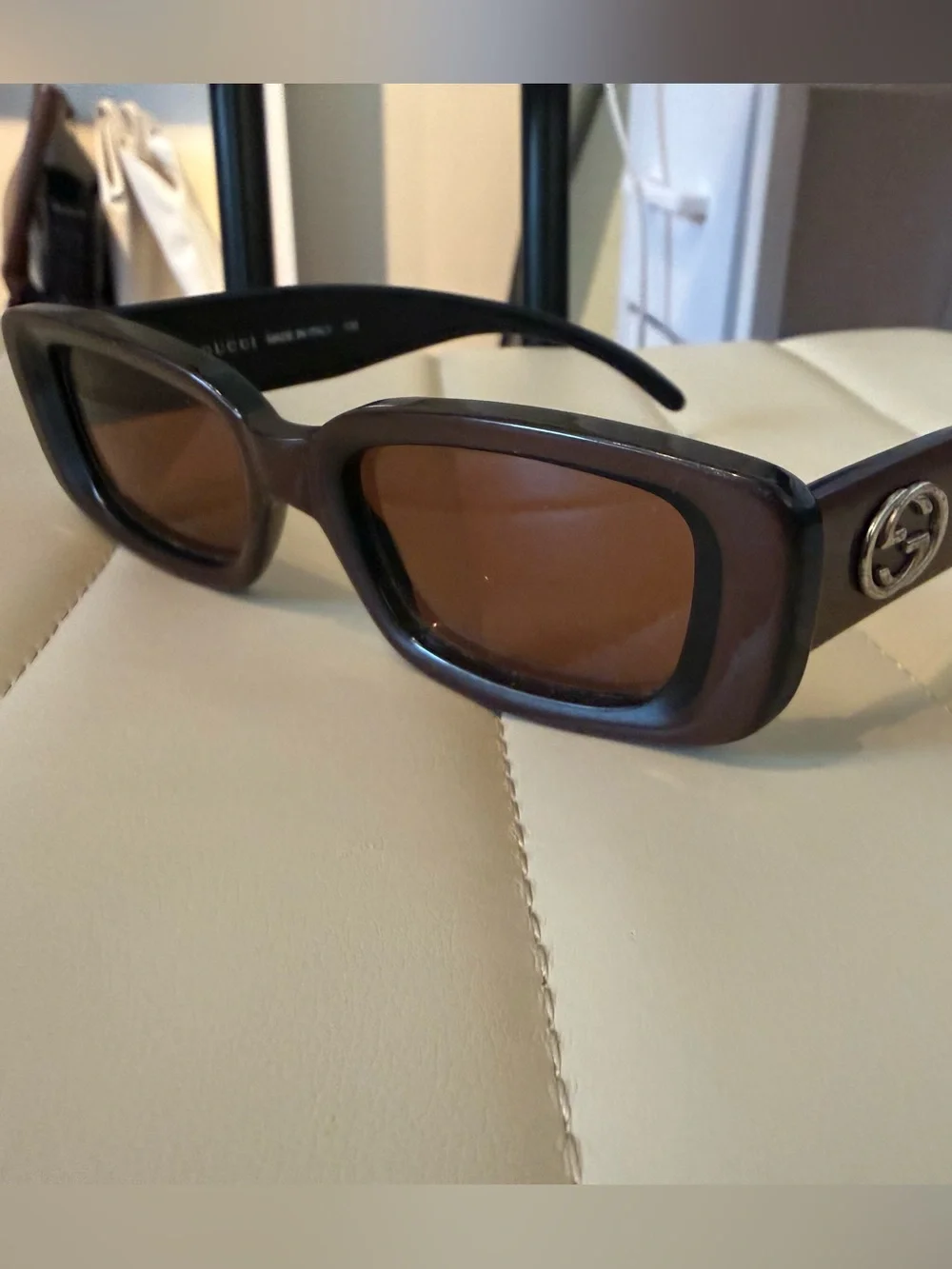 Gucci Brown Rectangular Logo Sunglasses
